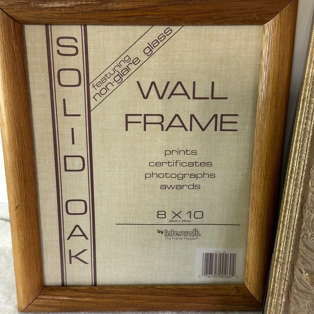 Intercraft Picture Frame Set  8x10 5x7 Brown Gold Good Solid‎ Oak Ornate Cottage